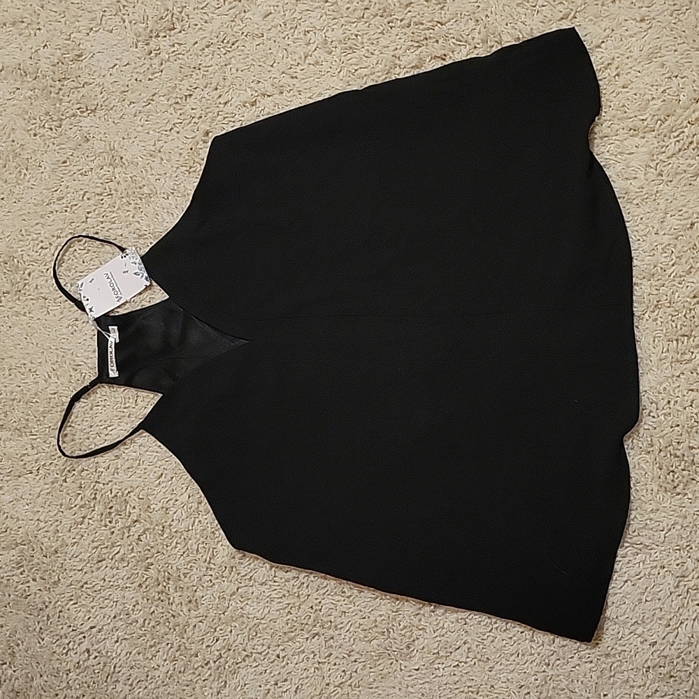 Chiffon black tank. Adjustable straps, light & flowy. NWT Size L